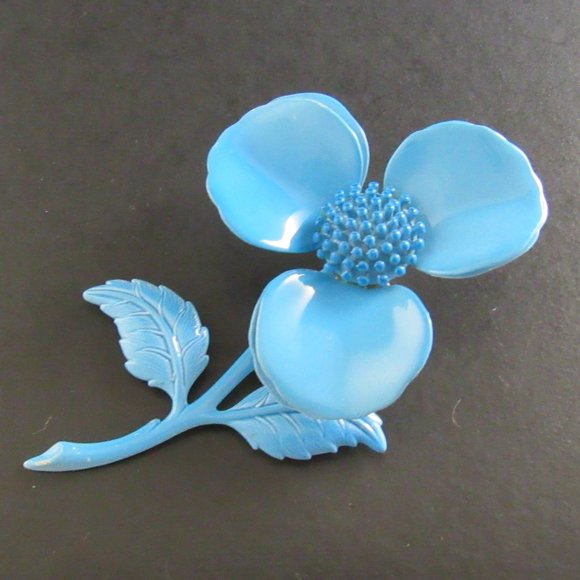 Vintage Brooch LARGE  Blue Flower - Picture 2 of 5